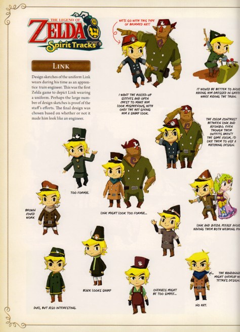 Hyrule Historia Spirit Tracks Link Designs