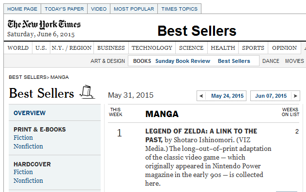 A Link to the Past on the NYT Bestseller List
